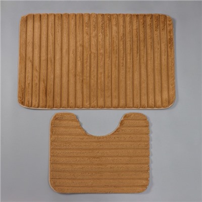 Набор ковриков для ванной и туалета SAVANNA «Оливия», 2 шт, 40×50 см, 50×80 см, цвет коричневый