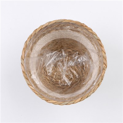 Кашпо плетеное "Танзания", 17,5х17,5х16 см, натуральный, белый