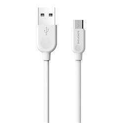 Кабель USB - micro USB Borofone BX14 (повр. уп)  100см 2,4A  (white)