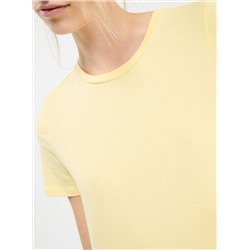 Простая футболка с круглым вырезом горловины Светло-желтый