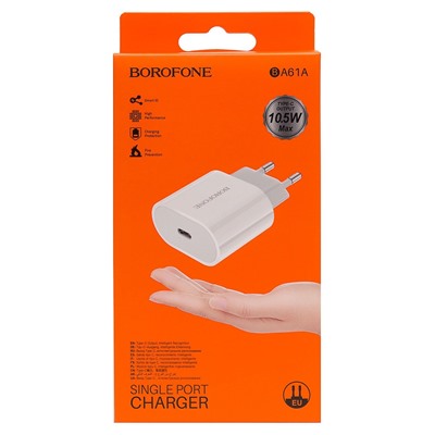 Адаптер Сетевой Borofone BA61A Origin Type-C 2,1A/10W (white)