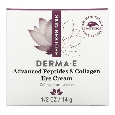 Derma E, улучшенный крем для глаз с пептидами и коллагеном, 14 г (1/2 унции)