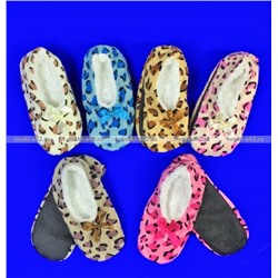 ЦЕНА ЗА 4 ПАРЫ: Носки-тапочки внутри с мехом "Леопард" женские