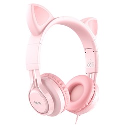 Проводные наушники полноразмерные Hoco Cat W36 (повр. уп.)  (pink)