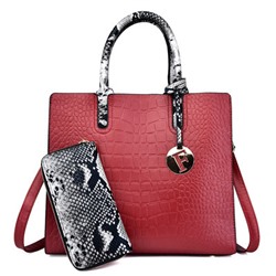 Набор сумка и кошелёк, арт А37, цвет:красный