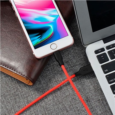 Кабель USB - Apple lightning Hoco X21 Silicone  100см 2A  (black/red)