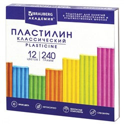 Пластилин 12 цв. Академия хит 240г. со стеком 106423 BRAUBERG . в Екатеринбурге