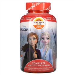 Sundown Naturals Kids, Disney Frozen II, полный комплекс мультивитаминов в жевательных таблетках, со вкусом натуральной клубники, арбуза и малины, 180 жевательных мармеладок