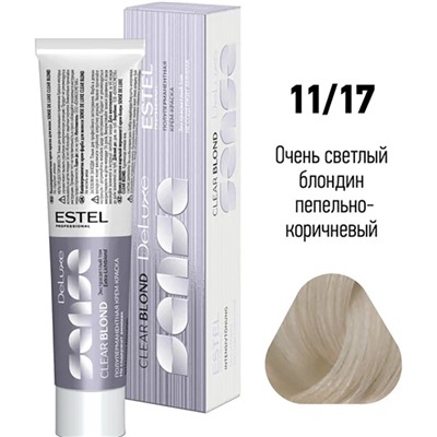 Крем-краска для волос 11/17 Оч светл блонд пепельно-кор Clear Blond DeLuxe Sense  ESTEL 60 мл