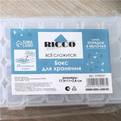 Органайзер для хранения RICCO, 28 ячеек, 17,5×11×2,8 см