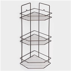 Полка угловая для ванной 3-х ярусная Эконом, 220×220×600 мм, цвет медная искра