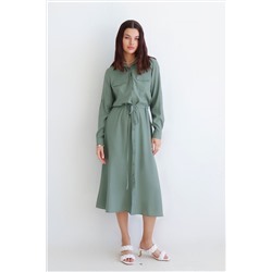 12872 Платье-рубашка в пыльном зелёном (остаток: 46-48)