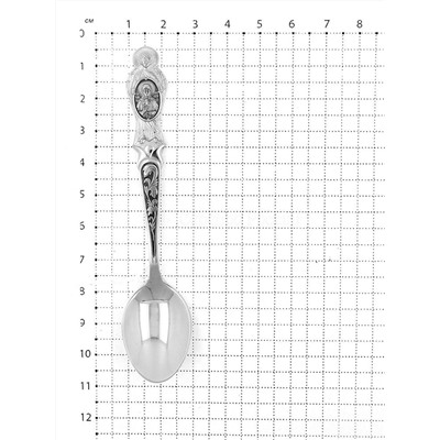 Ложка религиозная из серебра с частичным чернением - 10 см Л-027-В