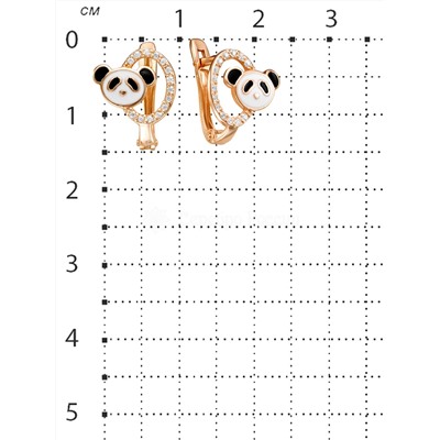 Серьги детские из золочёного серебра с эмалью и фианитами - Пандочки 925 пробы 2323004