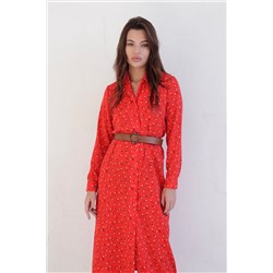 10960 Платье-рубашка с английским воротником красное (остаток: 42, 44)