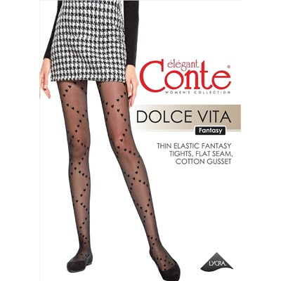 Колготки женские CONTE Колготки в сердечки c имитацией шнуровки Dolce Vita