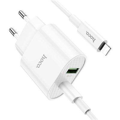 Адаптер Сетевой с кабелем Hoco C95A PD QC3.0 (повр. уп.) USB/Type-C 3A/20W (Type-C/Lightning) (white)