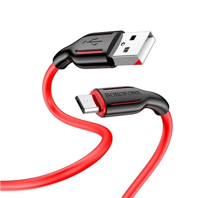 Кабель USB - micro USB Borofone BX63 (повр. уп)  100см 2,4A  (black/red)