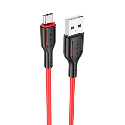 Кабель USB - micro USB Borofone BX63 (повр. уп)  100см 2,4A  (black/red)