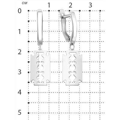 Серьги из серебра родированные - Лезвия