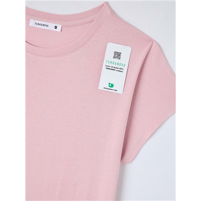 Однотонная футболка свободного кроя Розовый