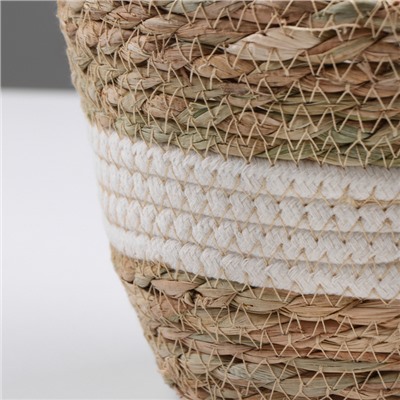 Кашпо плетеное "Танзания", 15,5х15,5х13,5 см, натуральный, белый