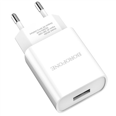 Адаптер Сетевой с кабелем Borofone BA20A Sharp USB 2,1A/10W (USB/Micro USB) (white)