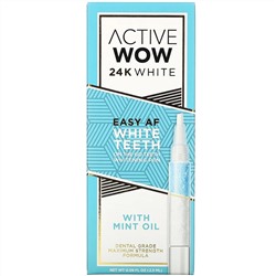 Active Wow, 24K White, Easy AF, ручка для отбеливания зубов с маслом мяты, 2,5 мл, (0,09 жидк. унции)