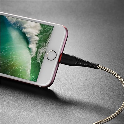 Кабель USB - Apple lightning Borofone BX25 Powerful  100см 2,4A  (black)