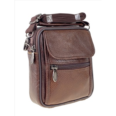 Кожаная мужская сумка на пояс, коричневый цвет
