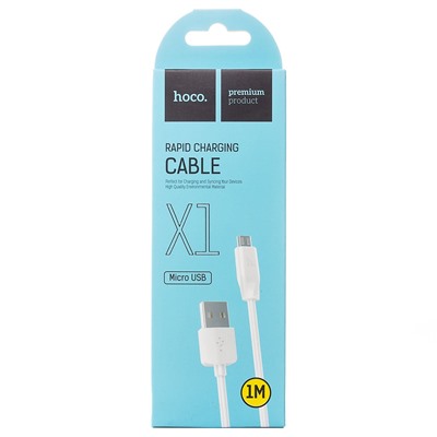 Кабель USB - micro USB Hoco X1 Rapid  100см 2,4A  (white)