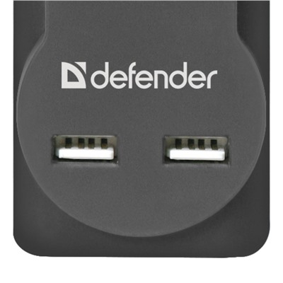 Сетевой фильтр Defender DFS 751, 5 розеток, 1.8 м (black)