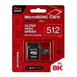 Карта флэш-памяти MicroSD 512 Гб Qumo +SD адаптер Pro seria UHS-1 U3