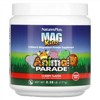 Nature's Plus, "Парад зверей" Mag Kidz, магний для детей, вкус натуральной вишни, 0,37 ф (171 г)