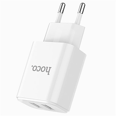 Адаптер Сетевой с кабелем Hoco C62A Victoria 2USB 2,1A/10W (USB/Type-C) (white)