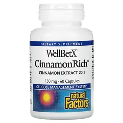 Natural Factors, WellBetX, CinnamonRich, 150 mg, 60 Capsules