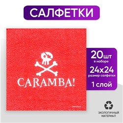 Салфетки бумажные однослойные «Пираты», 24 × 24 см, в наборе 20 шт.