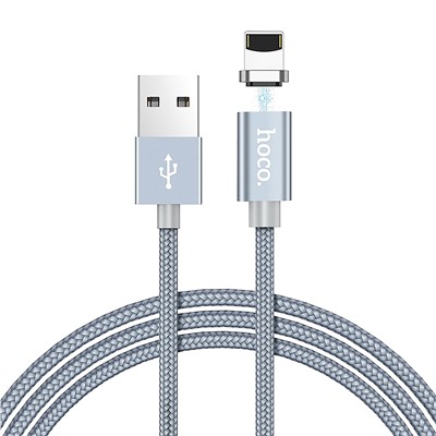 Кабель USB - Apple lightning Hoco U40A магнитный  100см 2A  (metal grey)