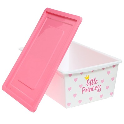 Ящик для игрушек, с крышкой, «Принцесса», объём 30 л, цвет белый