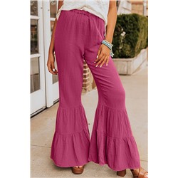 Розовые брюки-клеш из текстурированной ткани со сборками