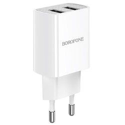 Адаптер Сетевой Borofone BA53A Powerway 2USB 2,1A/10W (white)