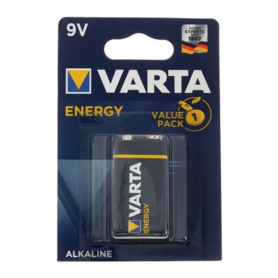 Батарейка алкалиновая Varta Energy, 6LR61-1BL, 9В, крона, блистер, 1 шт.