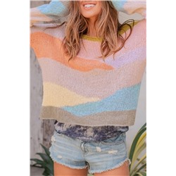 Multicolor Contrast Blocks Drop Shoulder Sweater