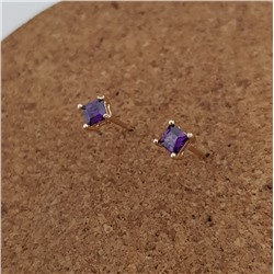 Серьги гвоздики коллекция "Xuping ML" покрытие позолота, фиолетовый камень, 60503, арт.647.781