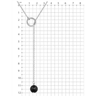 Колье из серебра с нат.чёрным агатом родированное 8340391483-65-20р