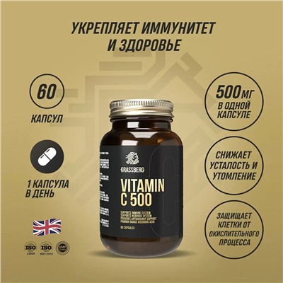 Биологически активная добавка к пище Vitamin C 500 мг, 60 капсул