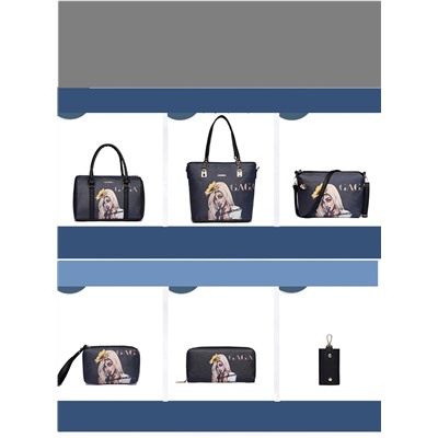 Комплект сумок из 6 предметов, арт А74, цвет:коричневый ОЦ