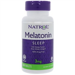 Natrol, Мелатонин, постепенного высвобождения, 3 мг, 100 таблеток