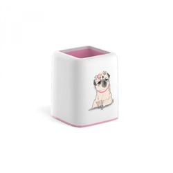 Подставка для пишущих принадлежностей 55846 Forte Chilling Dog белый с розовой пастельной вставкой ErichKrause