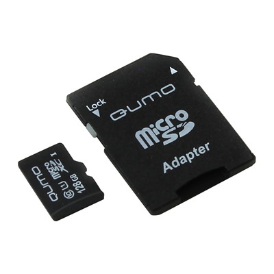 Карта флэш-памяти MicroSD 128 Гб Qumo +SD адаптер Pro seria UHS-1 U3